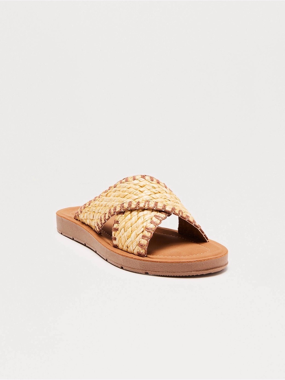 Woven Cross-Strap Slide Sandal - Tan - Picture 2 of 2